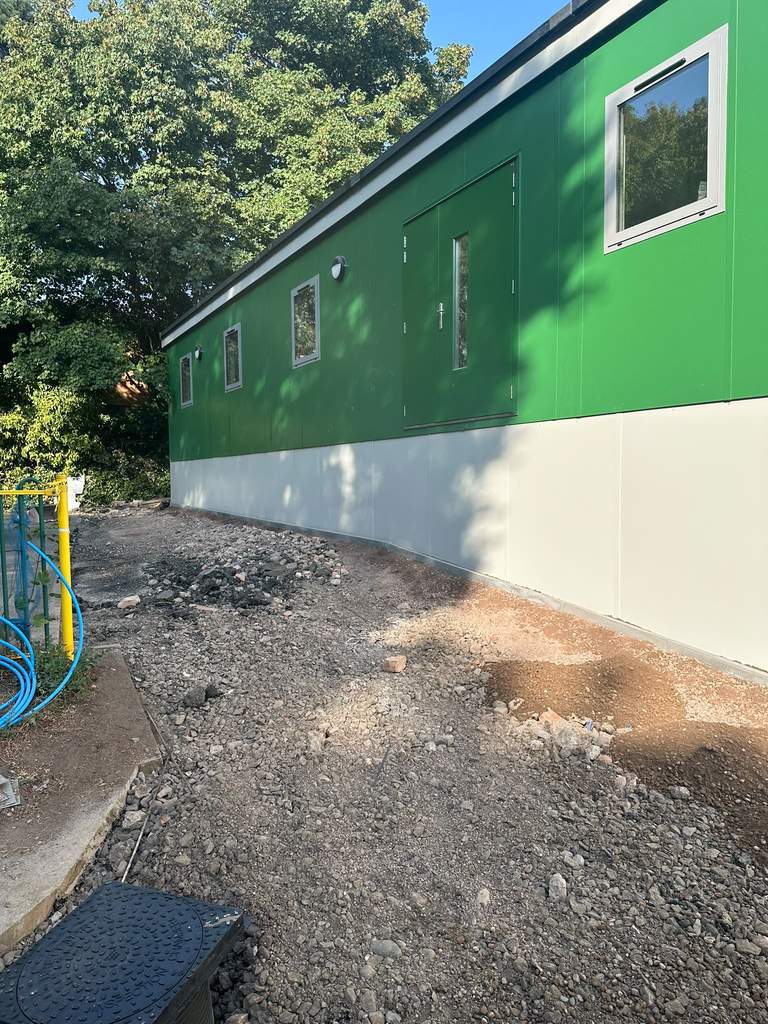 Completed modular building with new drainage and external works Birmingham — M.Smithson LTD