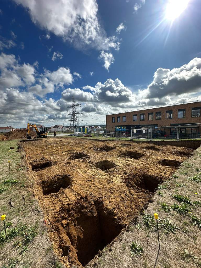 Pad foundations excavated beside a new primary school Cambridge — M.Smithson LTD