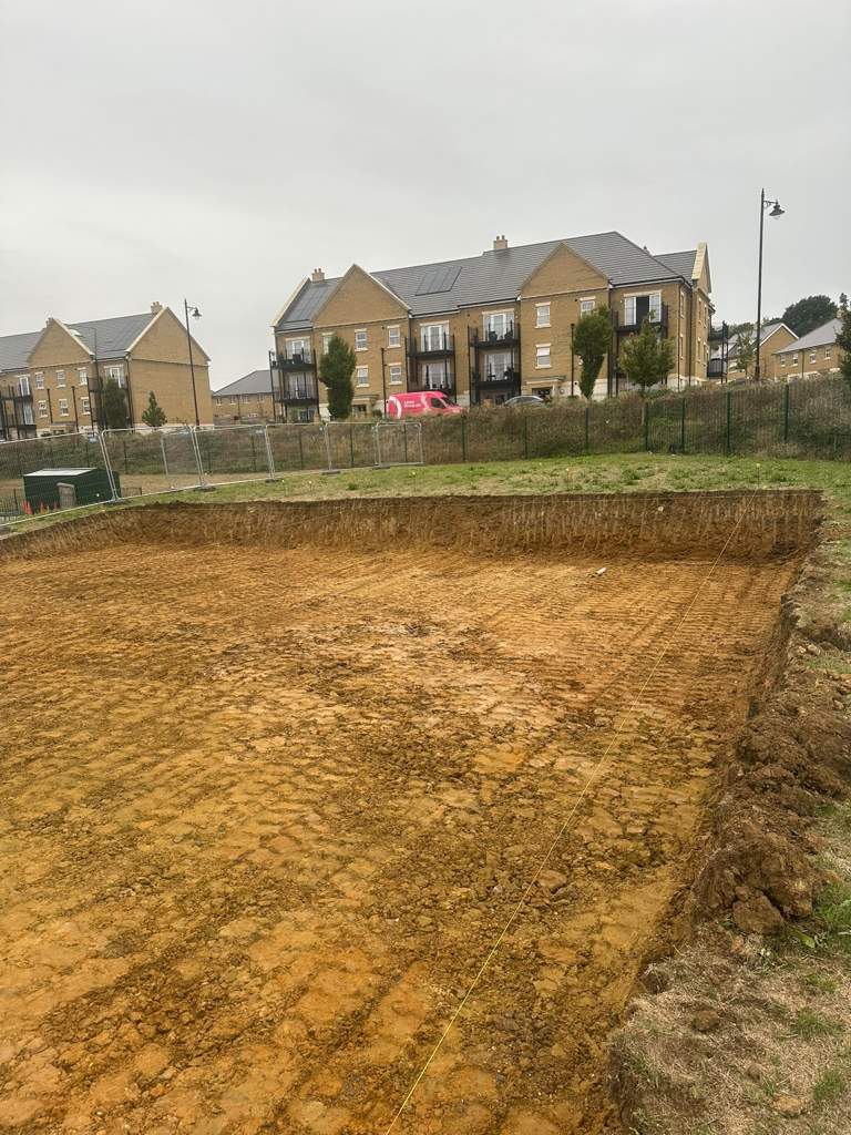 Completed excavation platform beside the new school Cambridge