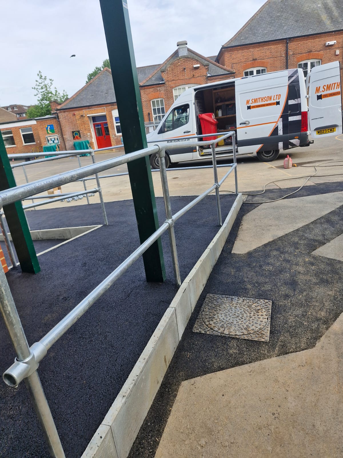 M.Smithson LTD branded Merc vans at primary school Frome Somerset