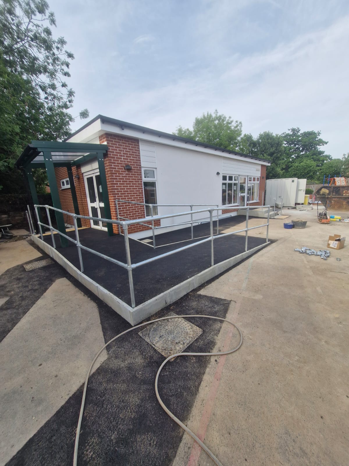 New access ramp with handrails at primary school