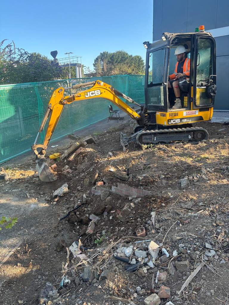 M.Smithson LTD excavator on groundworks site at St Andrews Burnham-on-Sea Somerset
