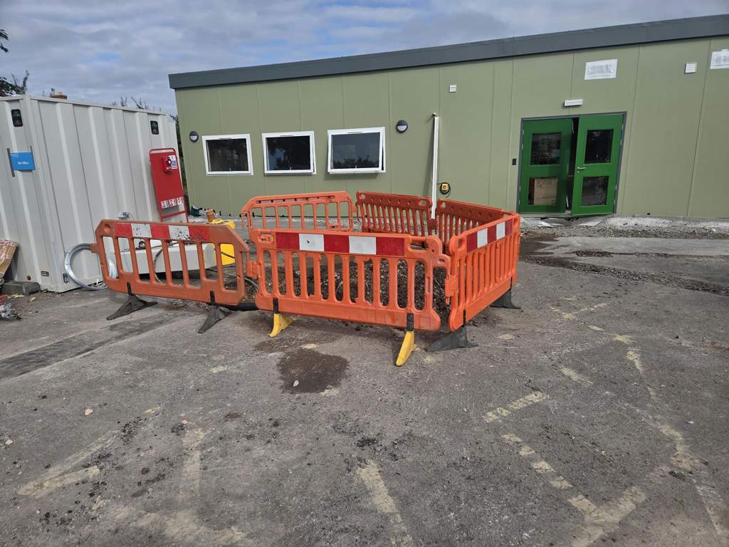 Safely barriered excavation outside the modular classroom block